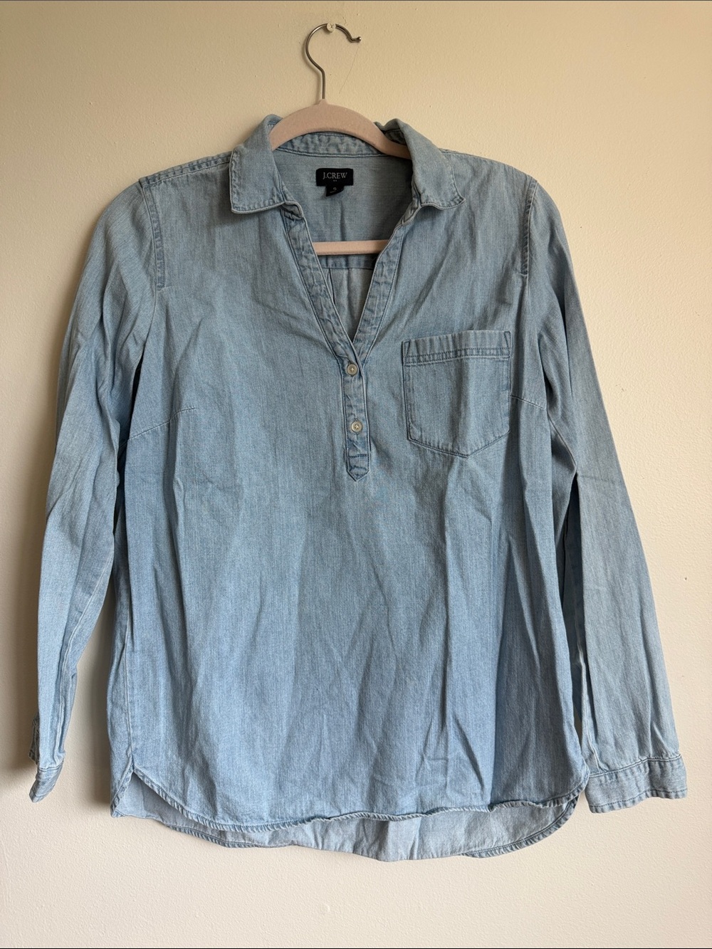 J. Crew Light Blue Denim Button-Down Casual Shirt